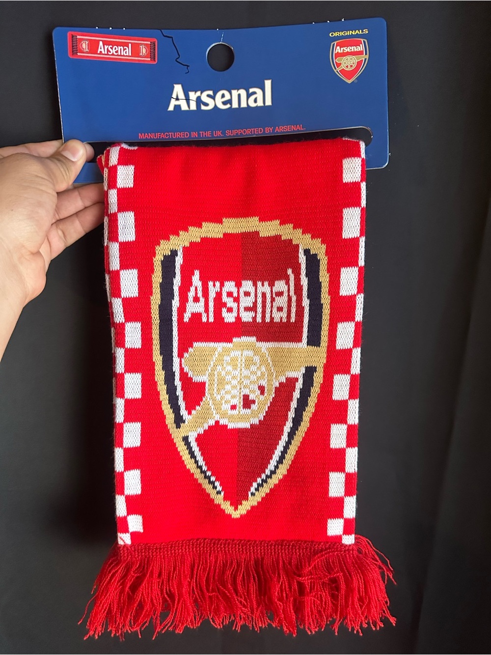 Arsenal Red Crest Scarf - Manufactured in the UK.